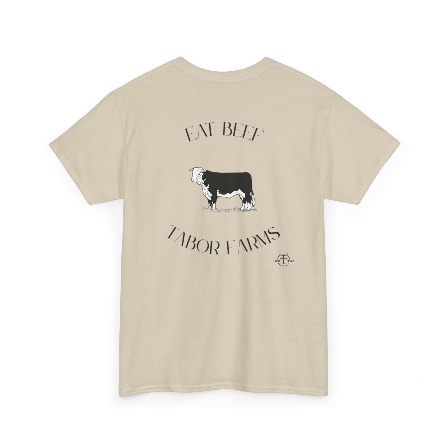 Cow Farm Graphic Tee — "Eat Beef, Tabor Farms" Rustic Ranch T‑Shirt