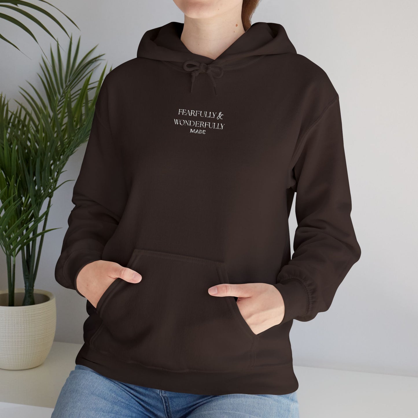 Embroidered Minimalist Hoodie — "Fearfully & Wonderfully made"