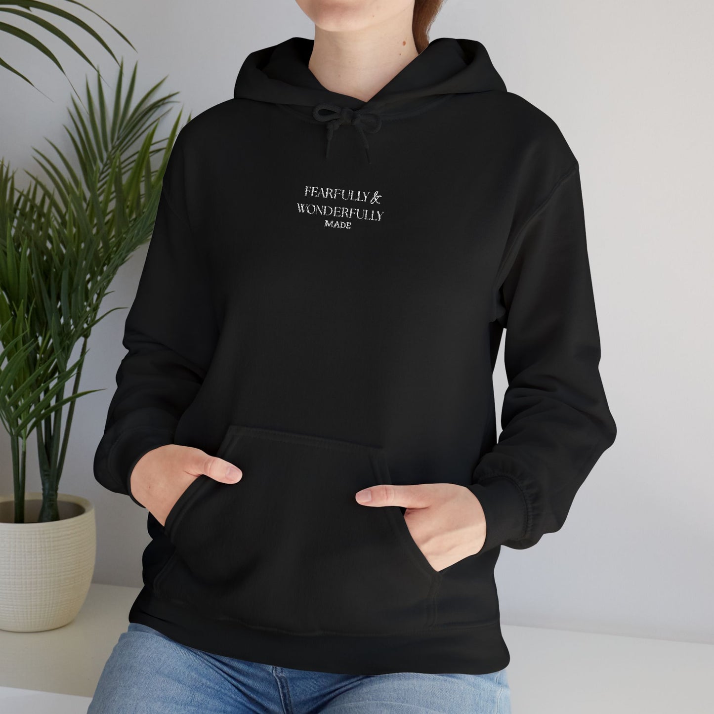 Embroidered Minimalist Hoodie — "Fearfully & Wonderfully made"