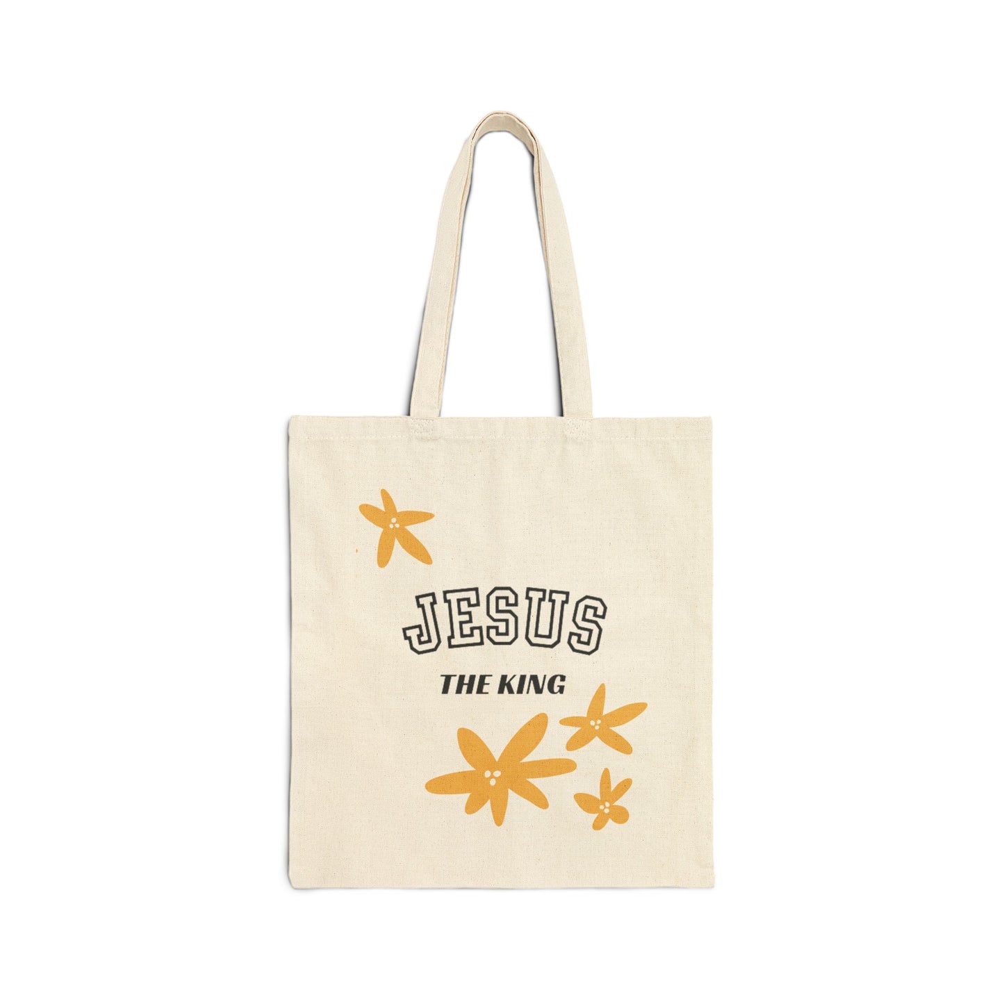 Jesus The King Canvas Tote — Cotton BAG with Floral Design