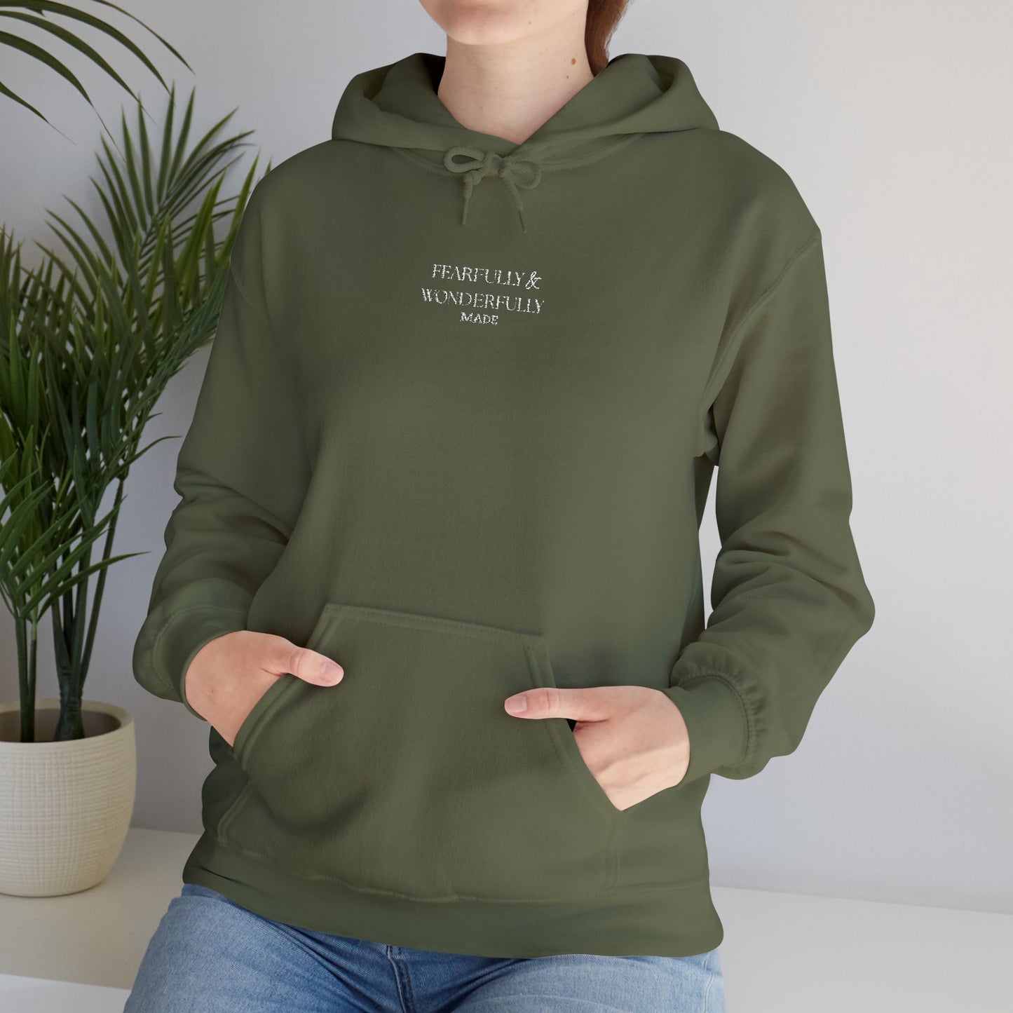 Embroidered Minimalist Hoodie — "Fearfully & Wonderfully made"