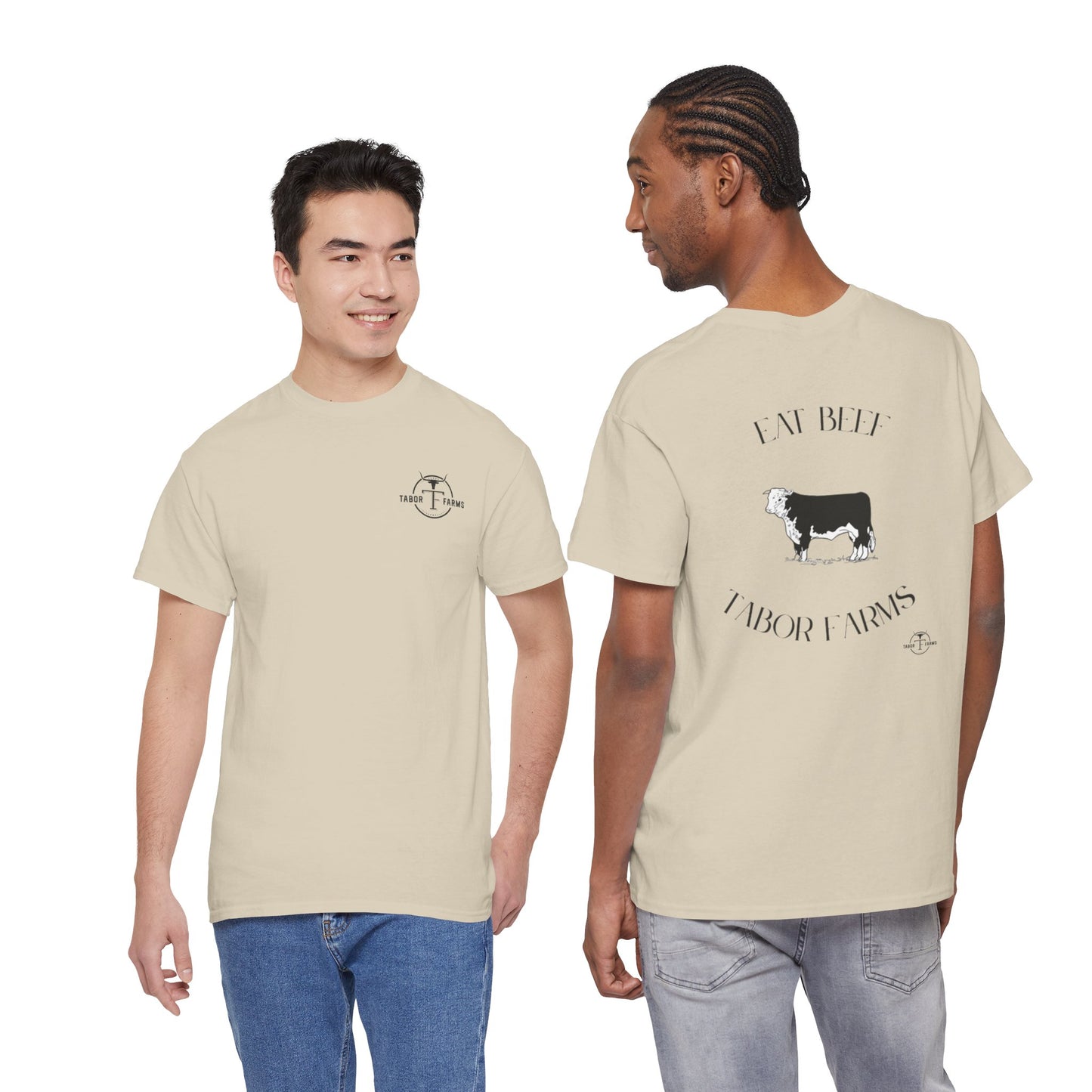 Cow Farm Graphic Tee — "Eat Beef, Tabor Farms" Rustic Ranch T‑Shirt